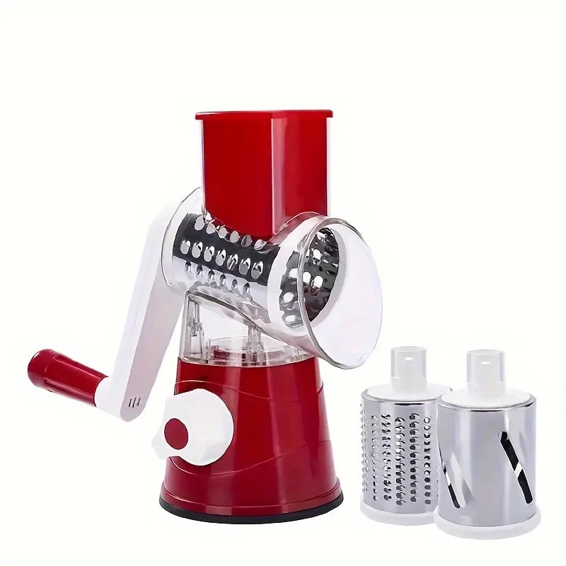 Rotary Vegetable Grater & Cheese Slicer Manual Drum Food Cutter for Fast Shredding