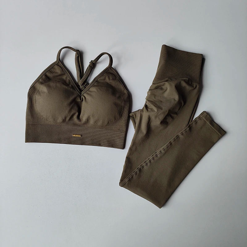 Seamless Fitness Set - Conjunto Deportivo Mujer Push-Up & Secado Rápido