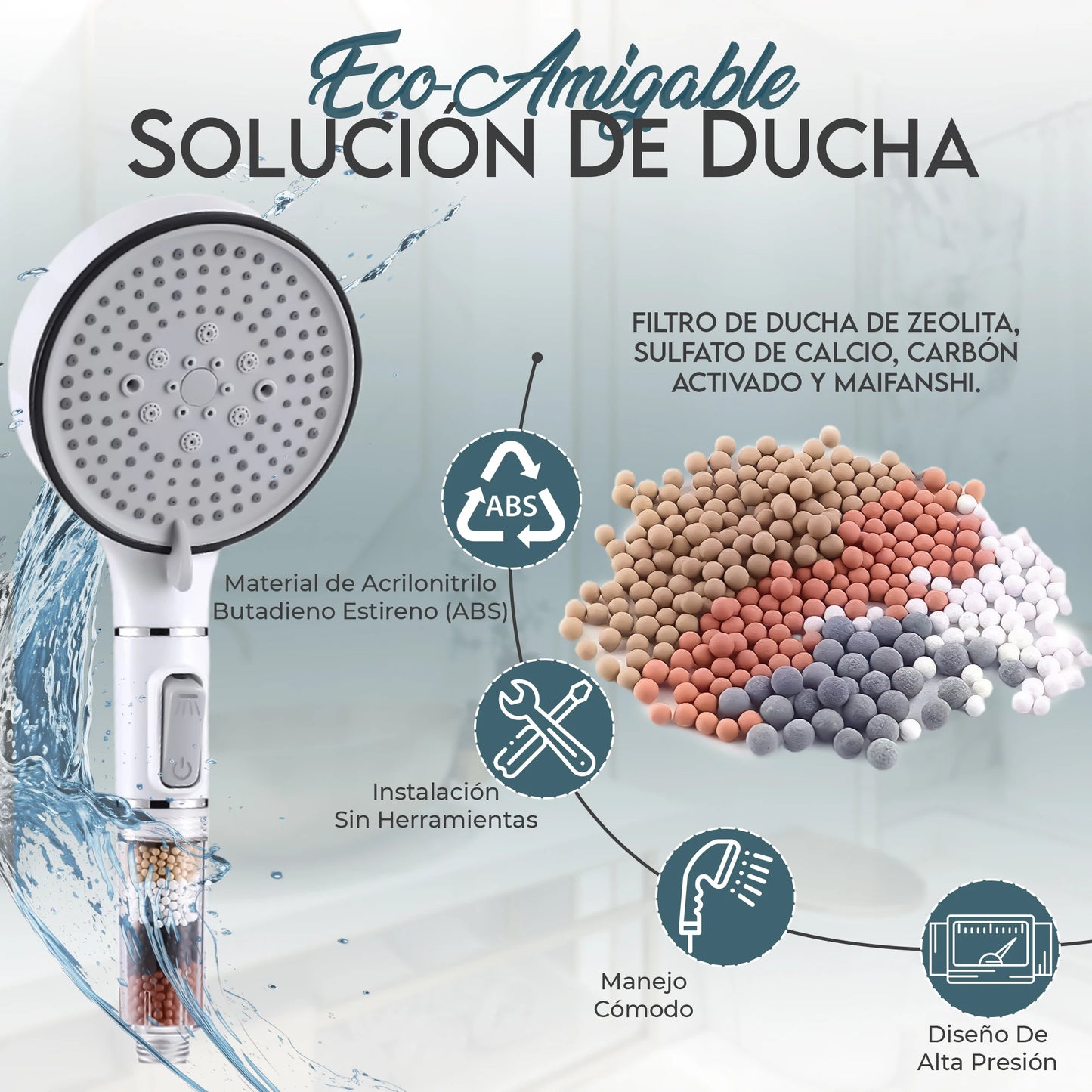 Cabezal de Ducha con Filtro y Efecto Spa – 5 Modos Ajustables