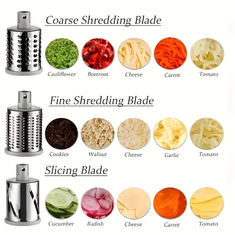Rotary Vegetable Grater & Cheese Slicer  Manual Drum Food Cutter for Fast Shredding