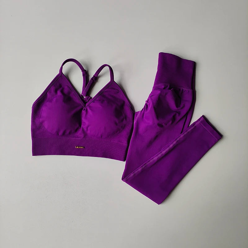 Seamless Fitness Set - Conjunto Deportivo Mujer Push-Up & Secado Rápido