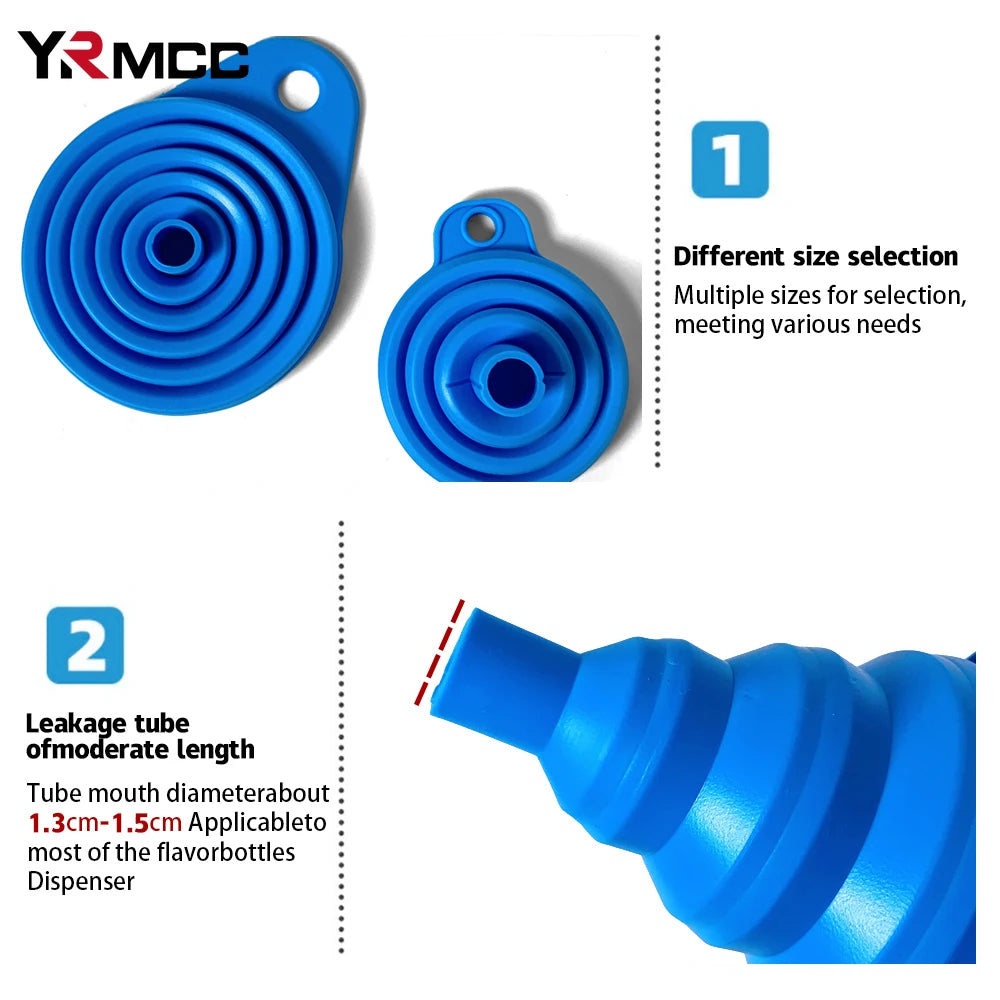 2 Silicone Collapsible Funnels: Tools for Oil Changes in Cars and Motorcycles