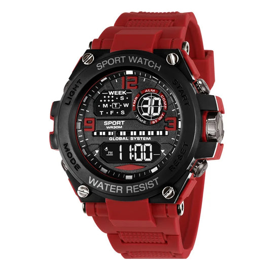 "Luxury Men's Digital Sports Watch - Waterproof with Stopwatch & Calendar"