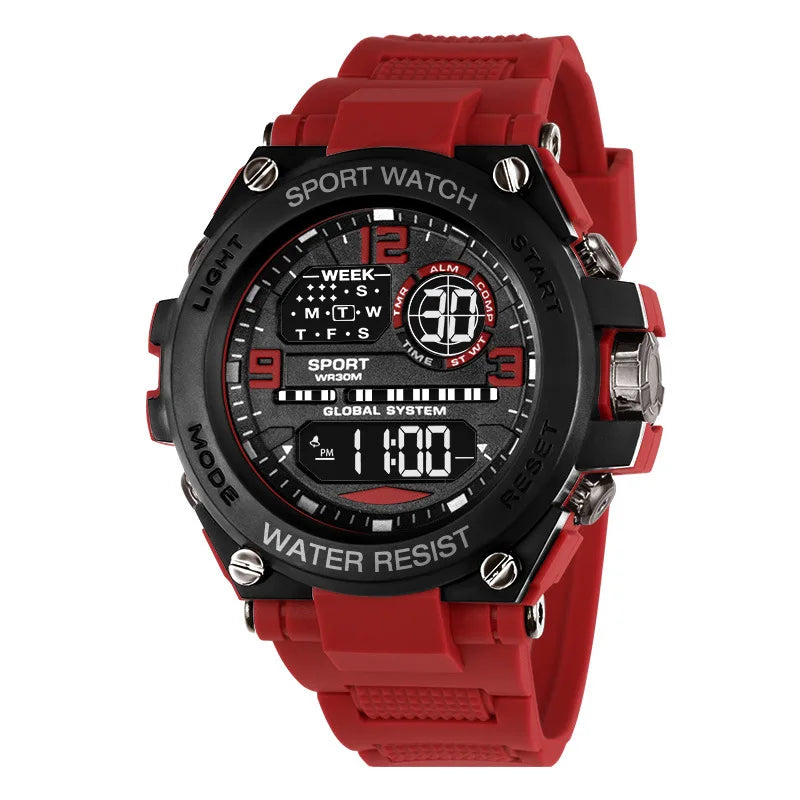 "Luxury Men's Digital Sports Watch - Waterproof with Stopwatch & Calendar"