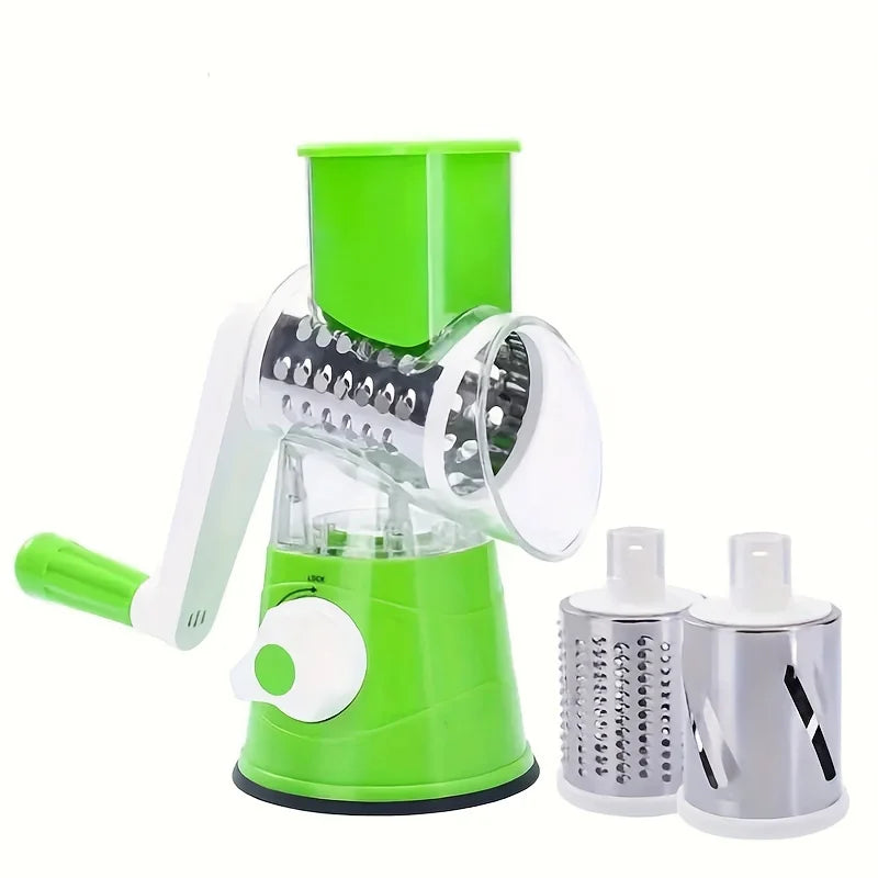 Rotary Vegetable Grater & Cheese Slicer  Manual Drum Food Cutter for Fast Shredding