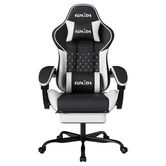 🎮 Ergonomic Gaming Chair Massage, Swivel & Lumbar Support