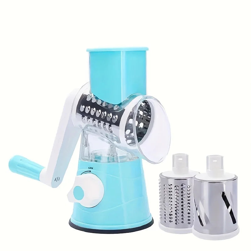 Rotary Vegetable Grater & Cheese Slicer  Manual Drum Food Cutter for Fast Shredding