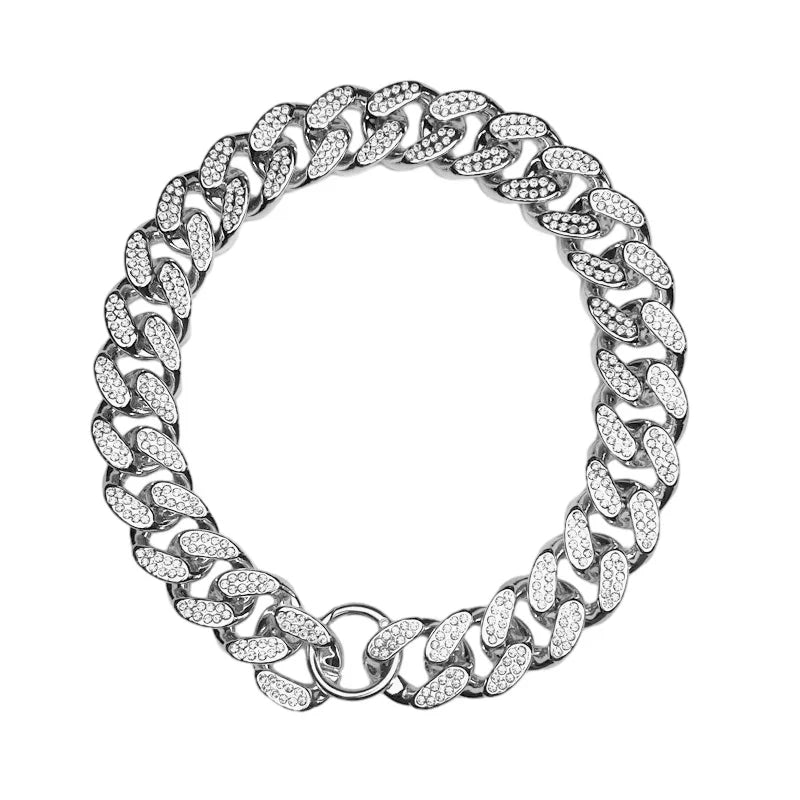 Luxury Gold Dog Collar   Diamond-Inlaid Chain for Small to Large Pets