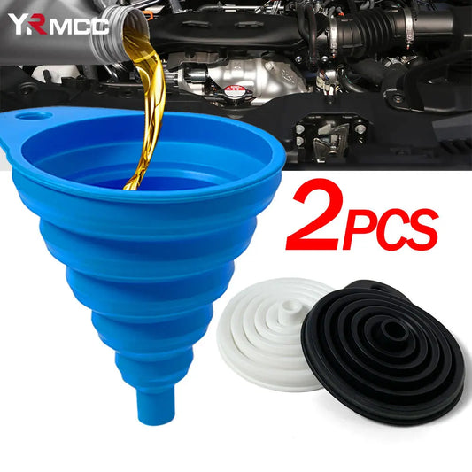 2 Silicone Collapsible Funnels: Tools for Oil Changes in Cars and Motorcycles