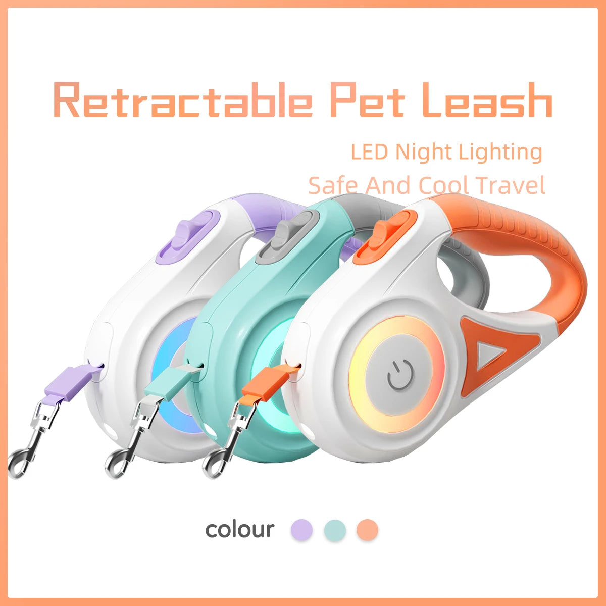 LED Retractable Dog Leash – 3M/5M for Small, Medium & Large Pets