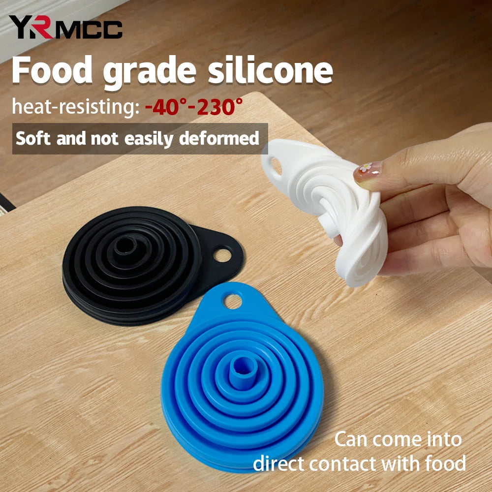 2 Silicone Collapsible Funnels: Tools for Oil Changes in Cars and Motorcycles