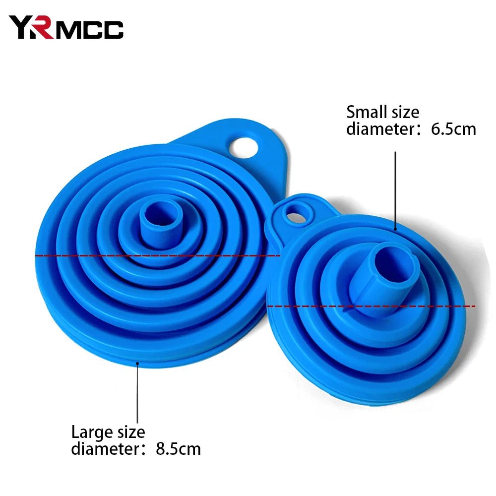 2 Silicone Collapsible Funnels: Tools for Oil Changes in Cars and Motorcycles