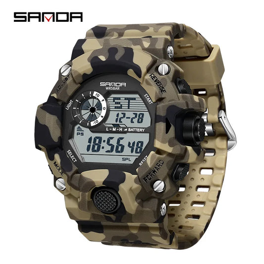 Military Sports Watch  Water-Resistant and Camouflage Design